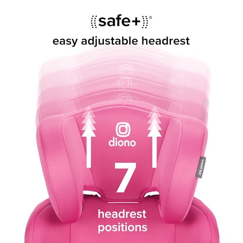 Image of Diono Everett NXT High Back Booster Car Seat with Rigid Latch, Lightweight Slim Fit Design, 8 Years 1 Booster Seat, Pink Cotton Candy