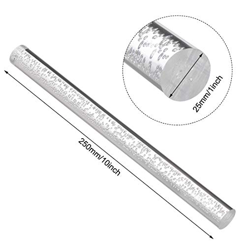 Image of uxcell Acrylic Round Rod,1 inch Diameter 10 inch Length,Clear,Bubble Solid Plastic PMMA Bar Stick