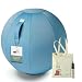 VLUV Sitzball BOL NEW LEIV, Sitzball Büro ergonomisch, Gymnastikball mit Bezug, Schwangerschaftsball, Bürostuhl, Stoffball waschbar 65 cm, Tragegriff, Wegrollschutz, bis 150 kg, Homeoffice, Blau