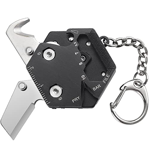 Multitool With Key Chain, Upgraded 14 In 1 Stainless Steel Mini Edc Coin-Shape Bicycle Repair Outdoor Camping Pocket Tool Combining Ruler Allen Wrench Screwdriver And More #TOP4