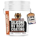 BEEST RV Roof Coating Silicone White, 5 Gal Covers up to 167 sq ft (2 Coat)| Liquid Rubber RV Roof Sealant for Trailer, Camper & Metal Building - Elastomeric Repair Coating, EPDM, TPO Sealer, sealant