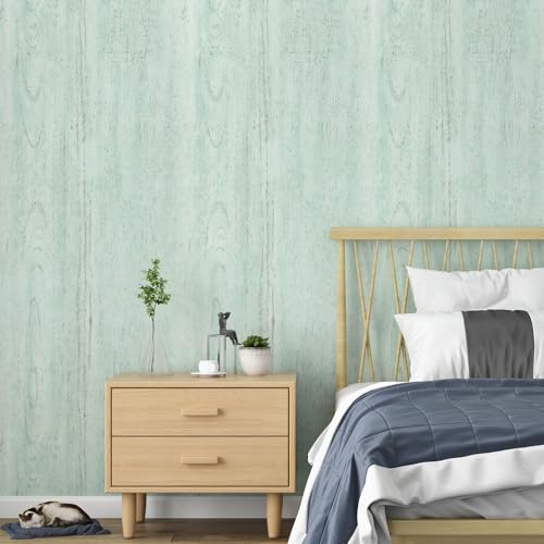 Skyblur Light Green Wood Contact Paper Peel and Stick Waterproof Wood Wallpaper Self Adhesive Countertop Covers Peel and Stick for Kitchen Cabinets Thick Wooden Vinyl Wrap Green Wallpaper 15.8" x 80" by Skyblur - Used condition - Image 4