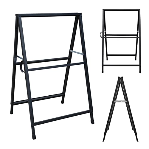 Pionites Heavy Duty Slide-In Folding A Frame Sign Sidewalk Sign 24X 36 Inch Steel Metal Double-Side Pavement Sign Corrugated Plastic Poster (24X36 Inch(Portable,Frame Only)) #TOP2