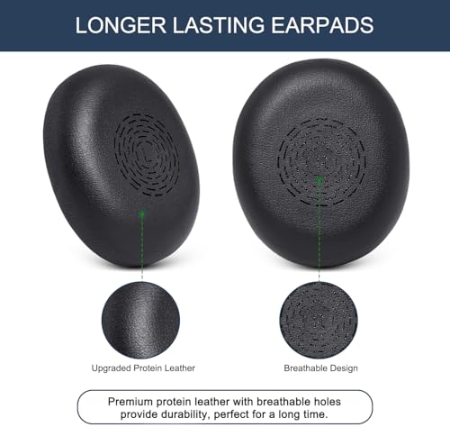 Ear Pads for Jabra Evolve2 65 Flex - Replacement Ear Cushions for Evolve2 65 Flex Wireless Stereo Headset, Protein Leather & Memory Foam, Black