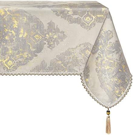TOPLUXE Damask Tablecloth, Rectangle Table Cloth for Kitchen Restaurant Party, Table Cover Wrinkle Resistant Washable (140x200cm, Red)
