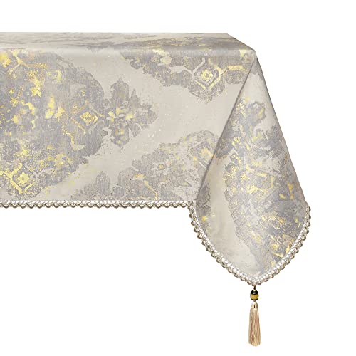 TOPLUXE Mantel de Tela Impermeable, Mantel Rectangular Resistente al Agua, Cubierta de Mesa para Decoración de Comedor/Restaurante/Fiesta (140x240cm, Beige)