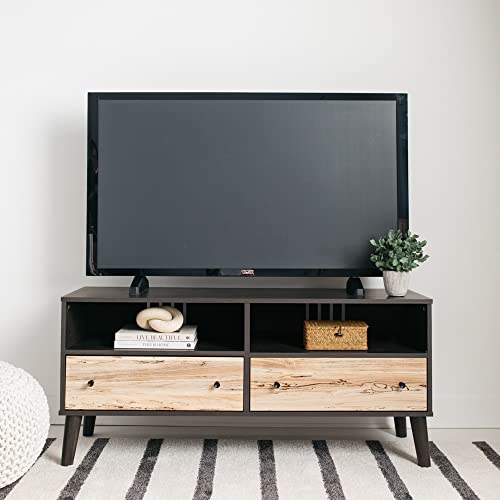 Signature Design By Ashley Piperton Scandinavian Tv Stand, Fits Tvs Up To 50", Black & Sugarberry Wood #TOP1