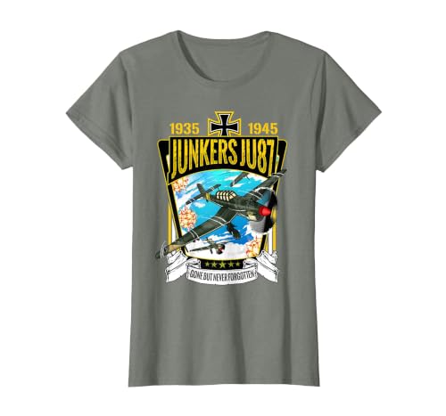 World War 2 German Aircraft Junkers JU-87A Fighter Bomber T-Shirt, Women, Olive Heather, 3X-Large