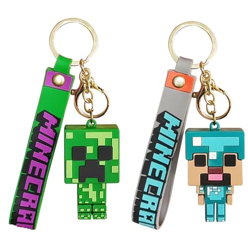 Porte-clés Figurines Anime Pixel - 2 Pièces Personnages de Jeux Rétro, Porte-clés Cool pour Cartable, Sac à Dos - Cadeau Original pour Enfants, Garçons,...