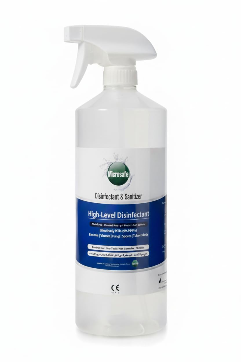 MicrosafeDisinfectant & Sanitizer Spray 1L (34 oz) – Kills 99.9% Germs, Bacteria & Viruses | Hospital-Grade | Safe for Surfaces, Homes, Offices | No Harsh Chemicals | Quick-Drying | Citrus Scent