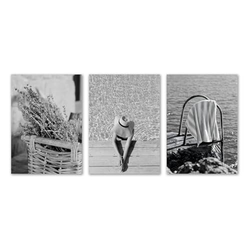 Affiches Provence pour habiller un mur vide - Triptyque posters noir et blanc format 42x30 cm