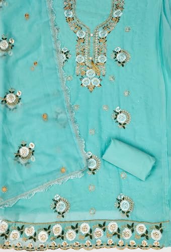 Image of Women's Georgette Embroidery Work Unstitched Dress Material