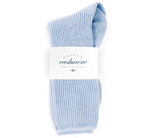 Graham Cashmere Women's Pure Cashmere Bed Socks, Soft Blue, One Size