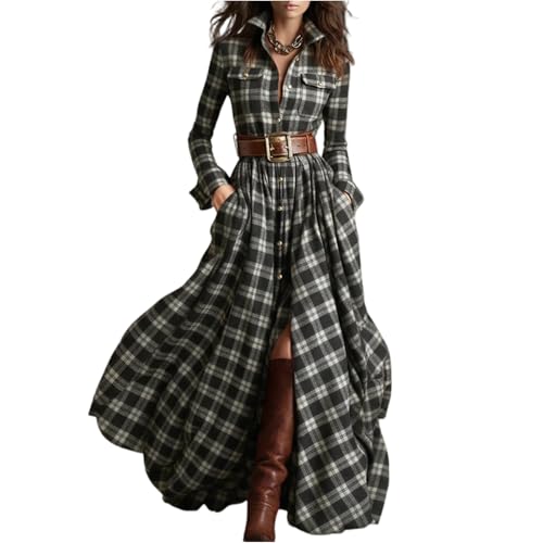 Bohemian Dresses for Women Winter Maxi V Neck Long Sleeve