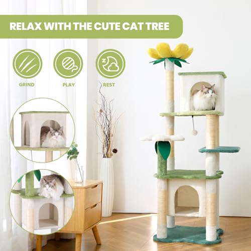 Árbol para gatos grande con diseño aguacate floral de 64.5 pulgadas miniatura 4