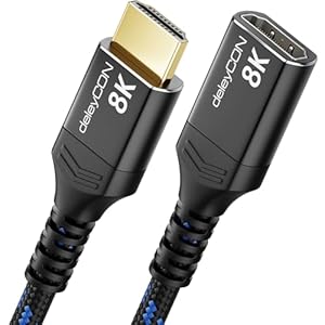 deleyCON 3, 0m 8K HDMI 2.1 Verlängerungskabel - für TV, Monitor, PS4, PS5, Xbox, Dolby Atmos Soundbar eARC HDR10+ 48Gbps Kabel Verlängerung Kupplung Adapter - 8K@60Hz, 4K@120Hz/144Hz, 2K@240Hz
