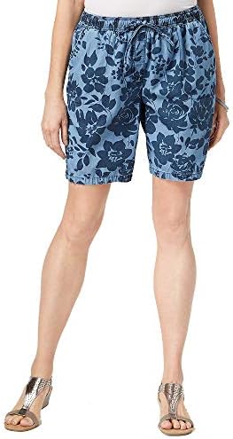 Karen S Petite Printed Chambray Shorts