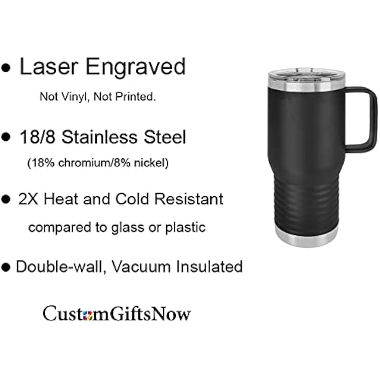 20-Ounce Vacuum Insulated Stainless Steel Tumbler Customized Double-Walled Laser Engraved Coffee Closing Travel Mug, Black Hockey Player Sticks, Personalized
