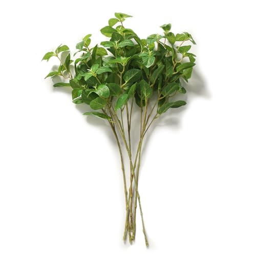 UniqKaliber 5 ramas de menta artificiales, hojas de menta sintética de primavera, tallos de eucalipto, plantas falsas para el hogar, centros de mesa, decoración de boda