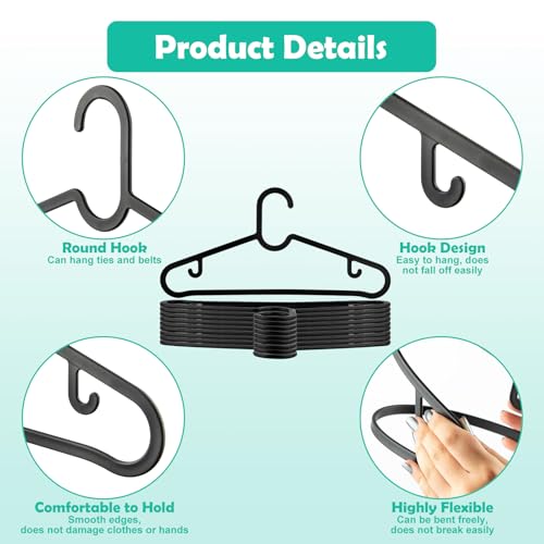 ZUPAPJO 20 Stück Kleiderbügel Platzsparend, Kleiderbügel Kunststoff, Bügel Schwarz, Ultradünne Bügel, Hangers Clothes mit Haken, für alle Arten von Kleidung Geeignet, Klassisch und Minimalistisch
