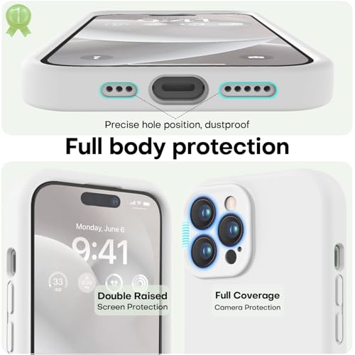 Image of LOVE 3000 Designed for iPhone 14 Pro Case, Premium Silicone with [Soft Anti-Scratch Microfiber Lining] Shockproof Protective Phone Case for Men Women Girls 6.1 inch, White