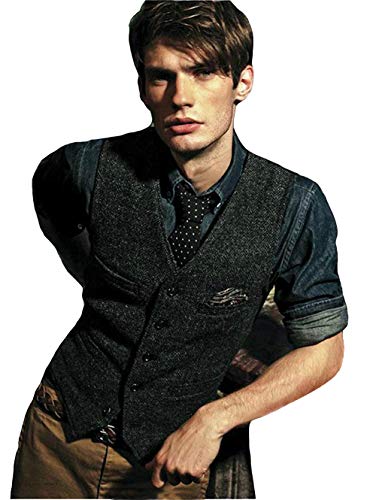 Ceehuteey Wedding Mens Vests Tweed Herringbone Slim Fit Fashion Custom Made Groom Waistcoat4