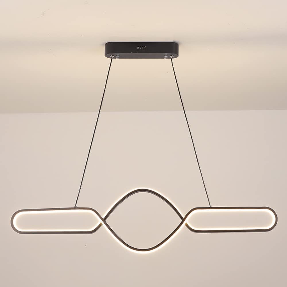 Lustre LED 1 bande métallique suspendue et réglable pour îlot de cuisine moderne