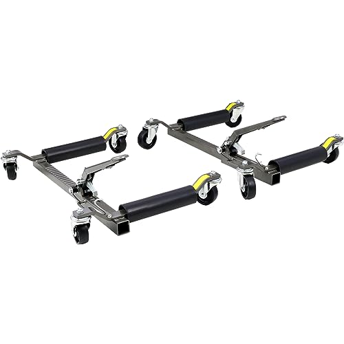 CuisinSmart Car Wheel Dolly, 1500 lbs Capacity, Heavy Duty Hydraulic Tire Jack, Ratcheting Foot Pedal, Vehicle Positioning, Truck RV Trailer Jack/Dolly Skates for Mechanic Automotive Use