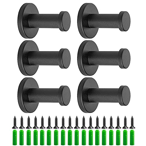 Gativs 6 Piezas Ganchos de Pared Toallero Percha Baño Colgador de Toallas Ganchos Baños Colgador Baño de Acero inoxidable con Tornillos y Tubos de Expansión para Cocina Baño Dormitorio, Negro Cover