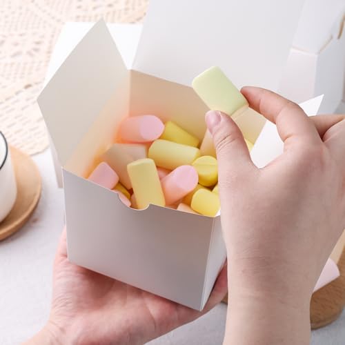 VGOODALL 50PCS Gift Boxes, 4 Inches White Kraft Paper Favor Boxes for Wedding Bridal Shower Birthday Party - Thumbnail 5