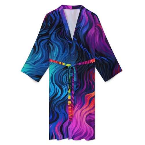 Colorful Tie Dye Mens Bath Robe Lightweight Soft Bathrobe Knee Length Spa Sleepwear3