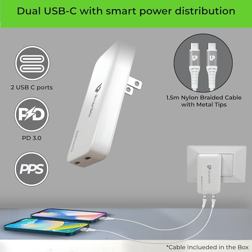 Image of UltraProlink 67W Slimmest GaN Universal Charger Adapter |6 in 1 Travel Adapter with 2 USB C Ports |Compatible for Type-C Port Based laptops, Tablets & mobiles | Type C Cable | UM1200