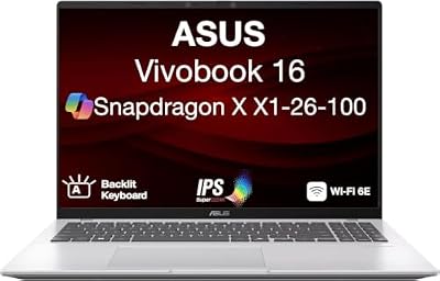 ME2 Customized Laptop, Created Using ASUS Vivobook 16 Copilot+ Laptop 16.0" IPS WUXGA Display (Qualcomm Snapdragon X X1-26-100, 16GB LPDDR5X, 1TB/2TB PCIe SSD, Qualcomm Adreno, Backlit KB, Win11Pro)