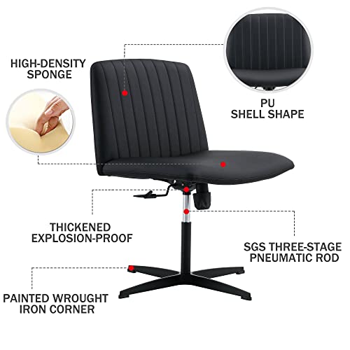 YMERSEN Armless PU Leather Swivel Desk Chair #TOP1