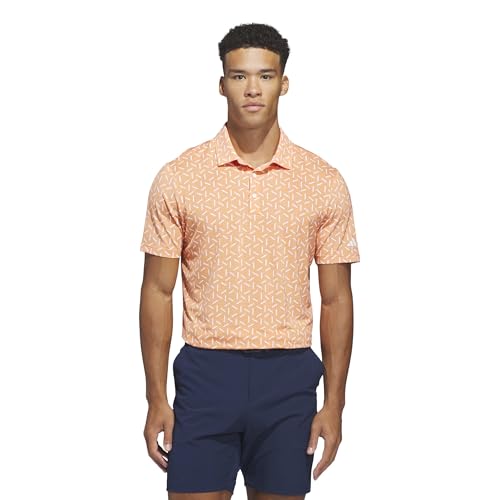 adidas Mens ULTIMATE365 MESH Print Climacool Polo Dusky Orange S26 Medium