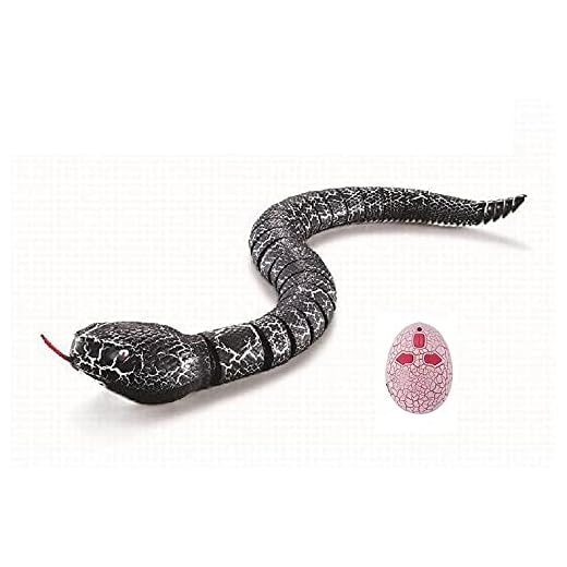Fashionclubs Remote Control Snake Realistic RC Snake Toy, Infrared Remote Control Snake Toys Rattle Snake Prank Toys, USB Rechargeable 16" Long Snake Scary Trick Toy for Kids Play, Black Color