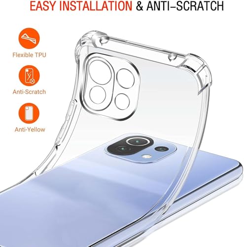 Image of Lustree Back Cover Transparent Case Compatible with Xiaomi mi 11 lite 4G / Xiaomi 11 lite ne 5G| Slim Soft TPU Case, Anti-Scratch Cover with Four-Corner Protection Raised Camera Guard