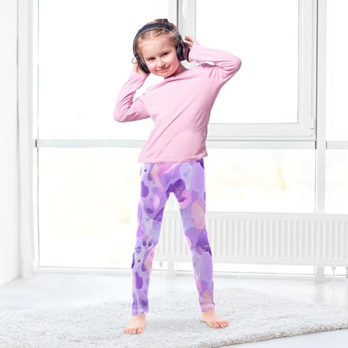 Girls Leggings Purple Shape Kids Length Leggings Pants Toddler Athletic Soft Tights Trousers 4T4
