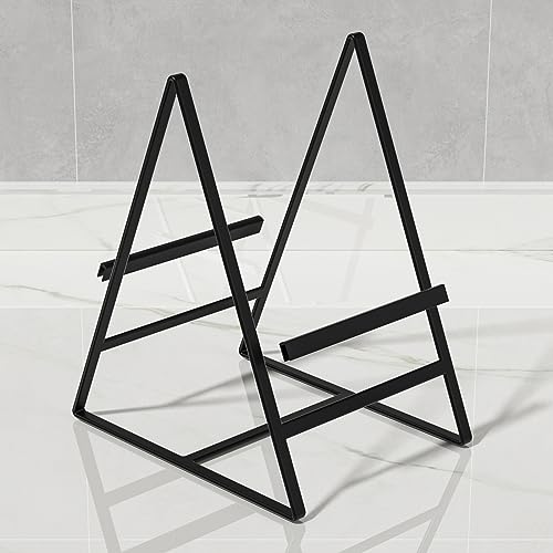 Hikinlichi 2 Large 1 Small Triangle Plate Holders Organizers Upright Cabinet Dish Drying Racks Metal Plate Dish Organizers Racks Stands for Countertop and Cupboard Black by Hikinlichi - Image 8