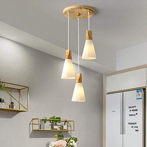 Lustre en bois blanc durable à 3 ampoules avec système de gradation - 3