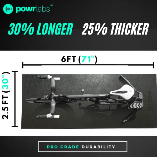 Powr Labs Exercise Mats (Super Thick 6Mm, 30X71) Gym Mat Bike Mat Indoor Cycling, Treadmill Mat, Gym Floor Mat, Stationary Bike Mat Indoor Bike Mat Works With Peloton Bike Mat Wahoo Kickr Nordictrack #TOP3