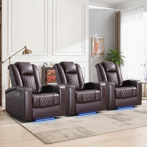 ANJ 3-Seat Faux Leather Power Recliner Set