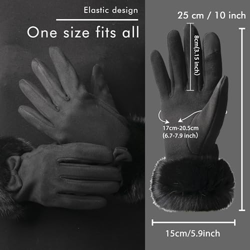 Vagasi Handschuhe Damen Winter Thermo Handschuhe Damen Touchscreen Gloves Warme Winddichte Winterhandschuhe für Geschenk Skifahren Radfahren