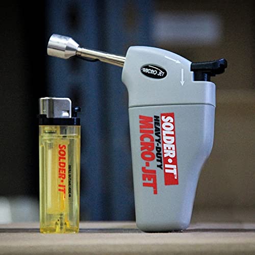 Solder-It Micro-Jet Torch (MJ-310) | Mini Butane Torch Lighter with Extended Nozzle and Child Safety Lock | Piezo Electronic Ignition | Butane Refill Blow Torch, Soldering Tool, and Grill Lighter