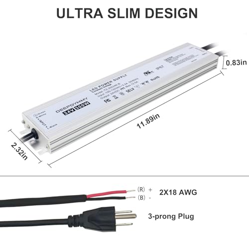 DEEPDYMMY 24V DC Power Supply 300W - Ultra Slim LED Driver Low Voltage Transformer with 3-Prong Plug & 3.3ft Cable, IP67 Waterproof for LED Strip Lights, Outdoor Lighting by DEEPDYMMY - Used condition - Image 4
