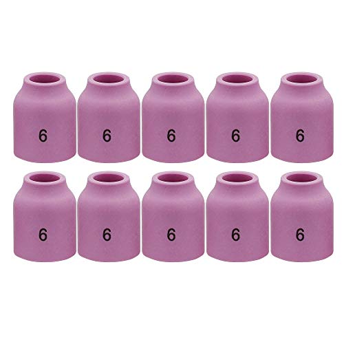 Image of 10PK TIG Gas Lens Alumina Nozzle 53N60 6# 3 /8 inch For SR WP- 9 /20 & 17 /18 /26 | 10PK TIG Gas Lens Alumina Nozzle Ceramic Cup 53N60 6# 3 /8 inch For PTA SR DB WP 9 /20 & PTA SR DB WP 17 /18 /26 TIG Welding Torch