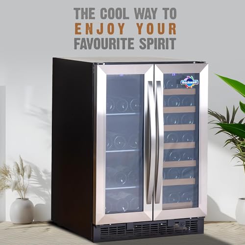 Image of ROCKWELL 87 Bottles Wine Cooler, 148L Freestanding Dual Refrigerator, Digital Temperature Control Fridge for Red, White, Champagne, or Sparkling Bottle (RWND87)