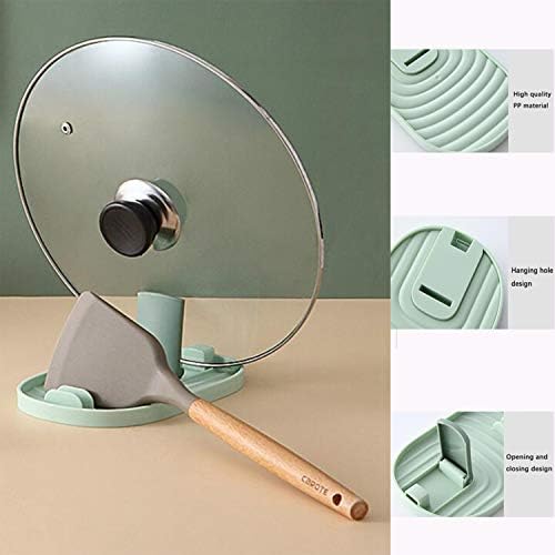 XPOOS 2 Pieces Pan Lid and Spoon Holder, Kitchen Utensil Holder, Pot lid Holder, Spoon Tray Stand, Utensil Tray Avoid Dripping Stains, lid Stand for Pot lid and Cooking Spoon (Blue & Green)