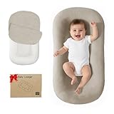 RSN Baby Lounger, Bionic Design Baby for Newborn 0-24 Months, Soft Organic Cotton Breathable Lounger for Infants (Light Gray)