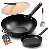SUMEIGUAN 2-Pack Wok and Frying Pan Set